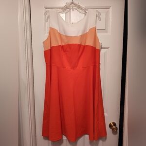 Dress Barn Orange and White Sleeveless Dress